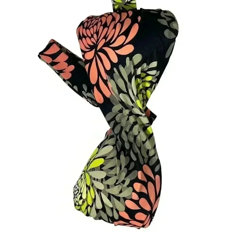 L*Space Black Floral Pattern Bikini Small Bottom Large Top